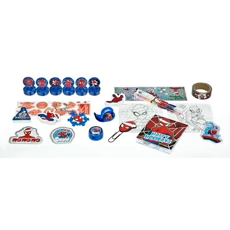 UNDERCOVER Spielzeug-Adventskalender Spider-Man 2025, 24-tlg. mit Schreibwaren und Spielsachen für Kinder ab 3 Jahren, weihnachtliches Design – Bild 3