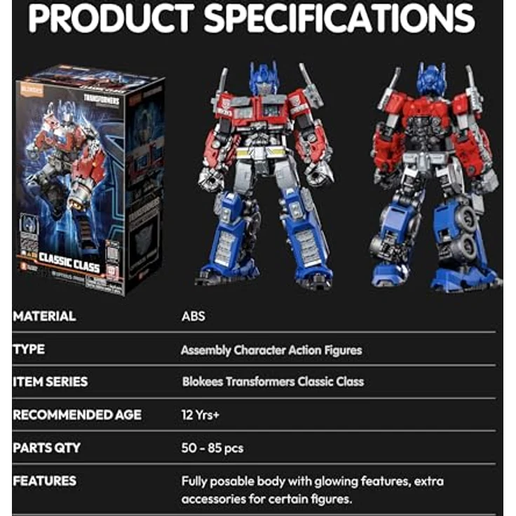 Blokees Transformers Blokees Plastic Model Classic Class 01 Optimus Prime, 25 cm bewegliche Sammelfigur mit CR927-Batterie – Bild 8