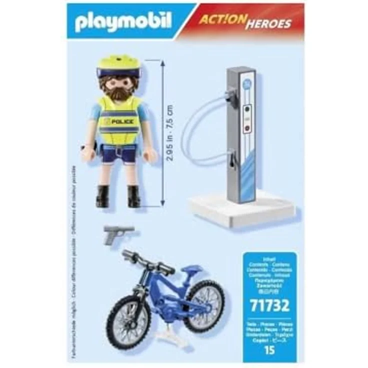 PLAYMOBIL Polizei Fahrradstreife 71732, E-Bike mit Ladesation für schnelle Einsätze im Großstadtdschungel – Bild 6