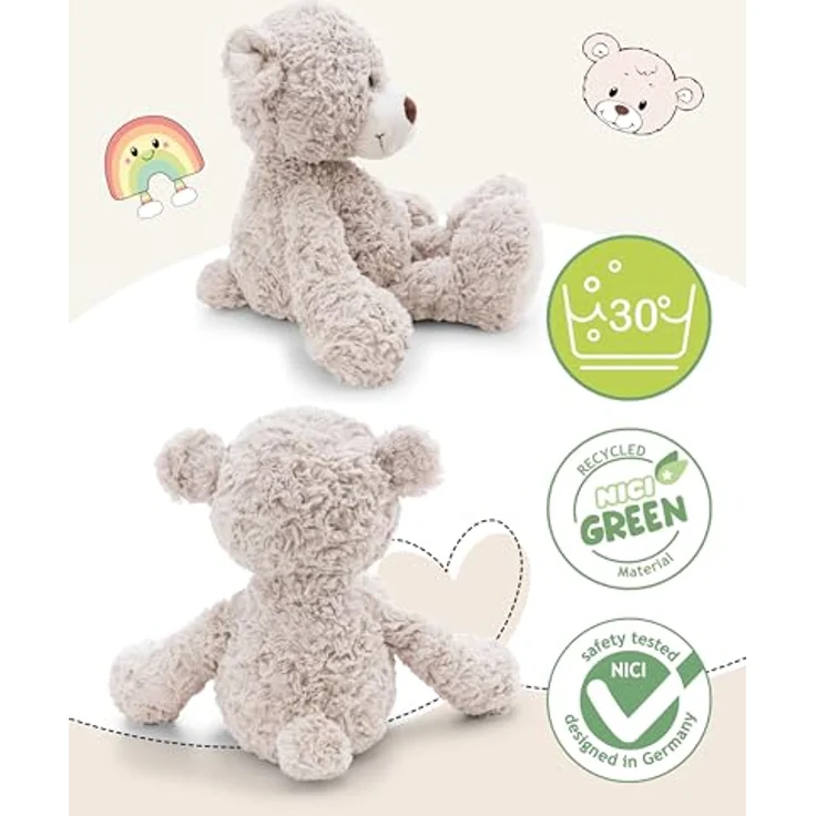 NICI Bär Finni 25cm, graues Kuscheltier aus weichem Plüsch, ideal zum Kuscheln & Spielen, Geschenkidee für Kinder & Erwachsene | 62313 – Bild 3