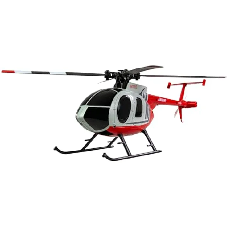Amewi Hughes MD500 Zivilhelikopter, 4-Kanal 6G RTF, rot/hellgrau, mit Auto-Start und stabilisiertem Flug