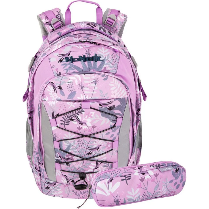 McNeill Schulranzen LUCA Blossom 2-teilig, ergonomisch mit ClickFlex Höhenverstellung und Reflektoren, 30 l, 1.200 g