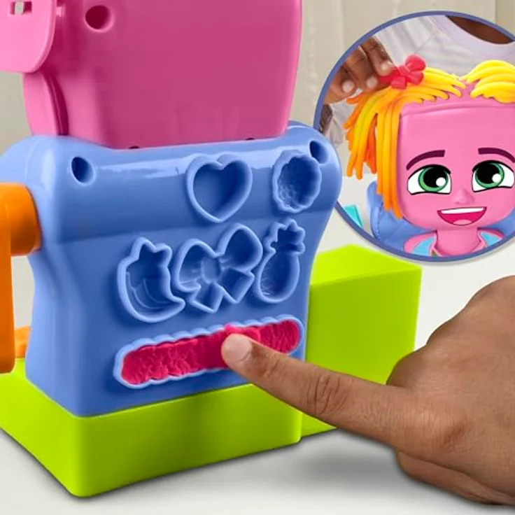 Play-Doh Friseursalon Pastryoline F8807, Kreativset mit 6 Tuben Knetmasse (3 Zweifarben) und Friseurzubehör – Bild 7