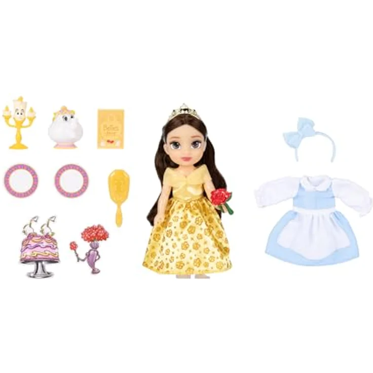 Jakks Pacific Disney Princess Bella Geschenkset, 15 cm Puppe mit Zubehör, gelb, One Size – Bild 5