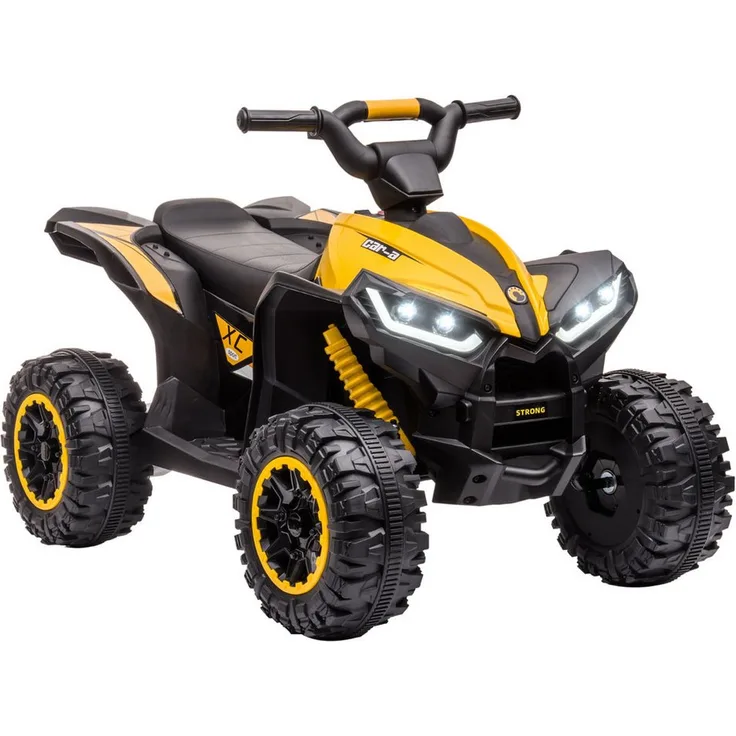 HOMCOM Elektro-Kinderquad Gelb, Kindermotorrad mit MP3-Musikplayer, Belastbarkeit 25 kg, für Kinder 3-5 Jahre, 3-6 km/h