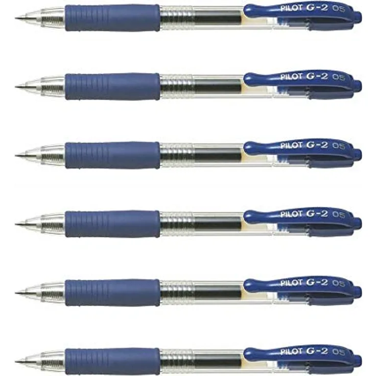 Pilot Gel-Kugelschreiber, G2, 05, feine Spitze, Blau, 6 Stück