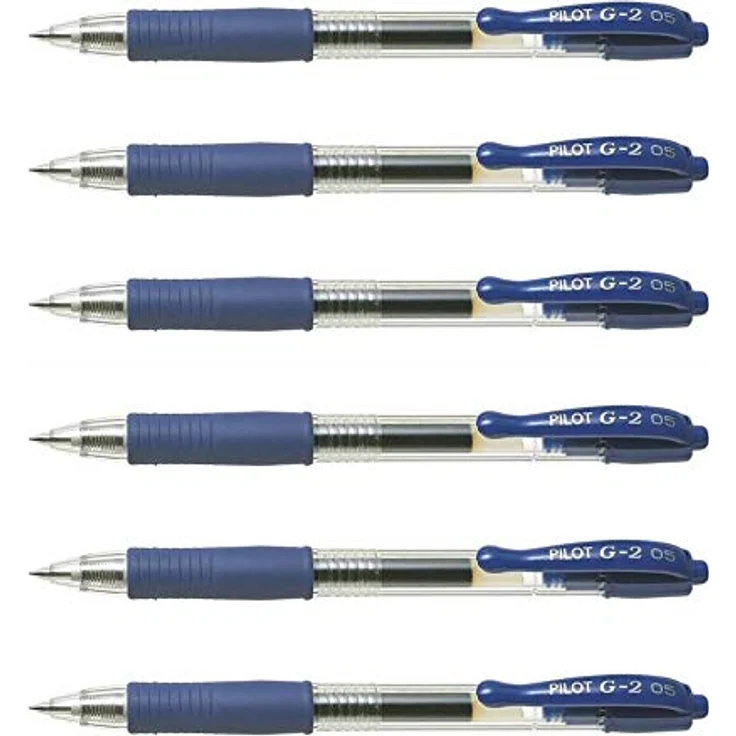 Pilot Gel-Kugelschreiber, G2, 05, feine Spitze, Blau, 6 Stück – Bild 1