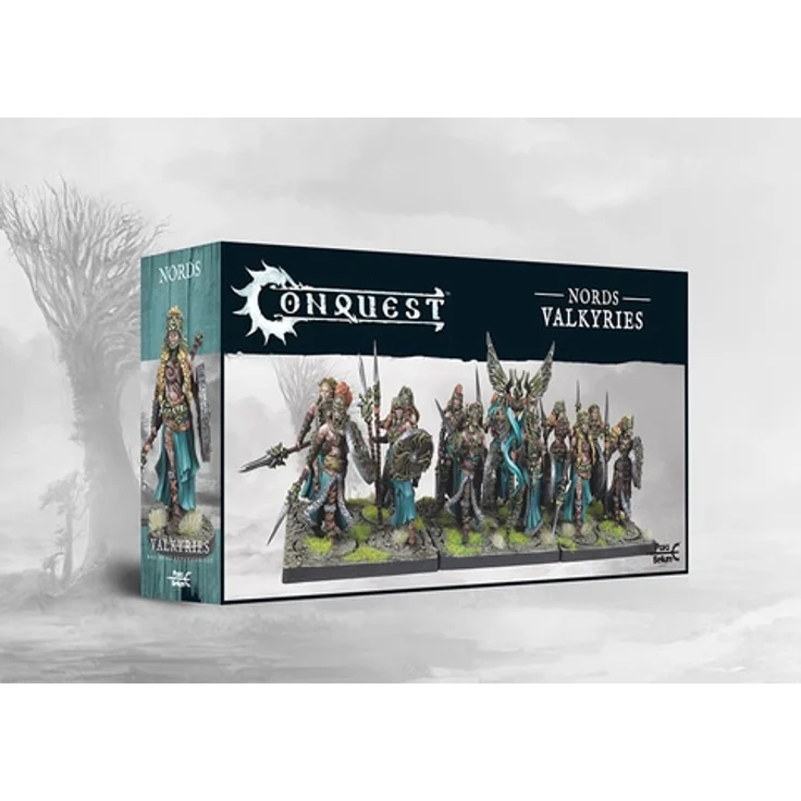 Para Bellum Wargames Nords: Valkyries Sammelfiguren, kriegerische Soldatenbräute in lila Rüstung – Bild 1