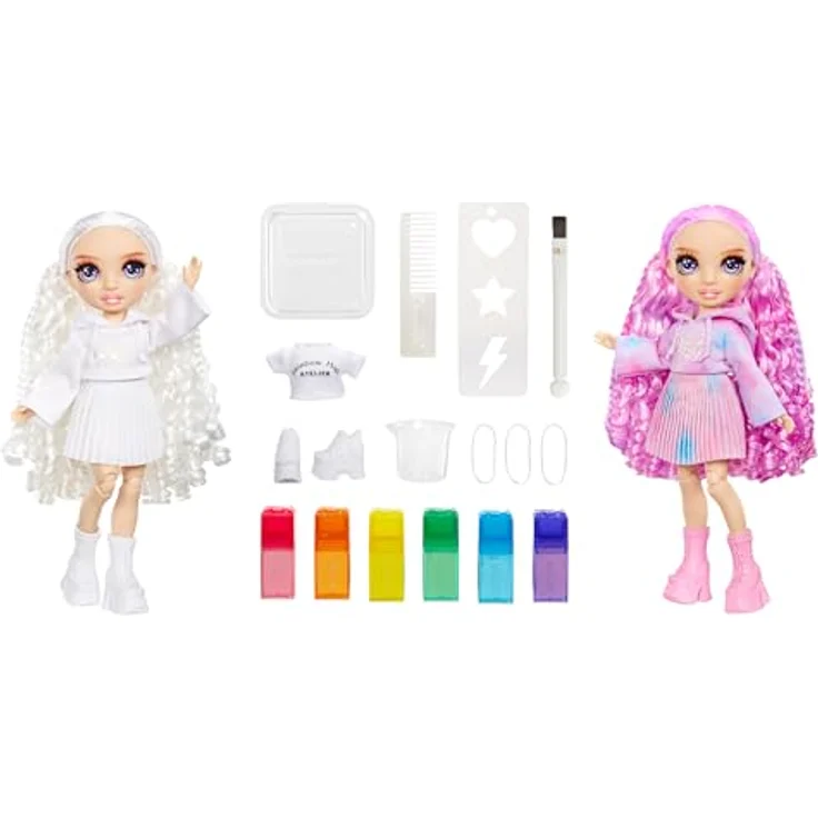 Rainbow High Watercolour & Create DIY Modepuppe - Lila Augen, Lockenhaar, Auswaschbare Wasserfarben & Batikset - Extra Top & Schuhe - Malen, Gestalten, Spielen - 4-12+ Jahre – Bild 2