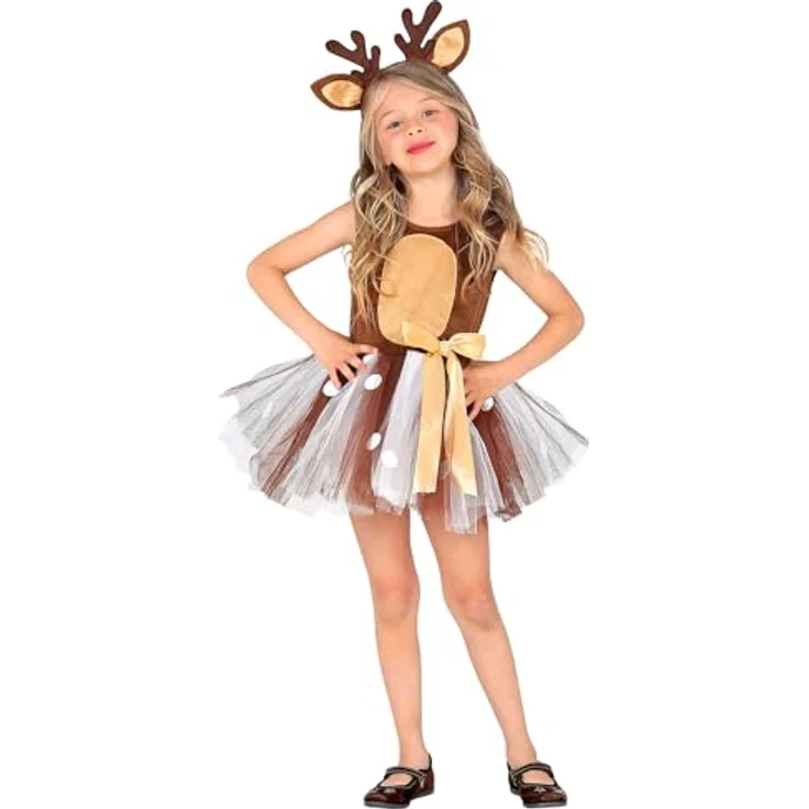 W WIDMANN MILANO Party Fashion - Kinderkostüm Tier, Reh Kostüm mit Tutu und Haarreif, Faschingskostüme, Größe 110 cm – Bild 1