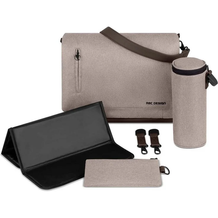 ABC Design Wickeltasche Urban, Messenger-Stil mit isolierter Flaschenhalterung und Wickelunterlage, Farbe: Camel