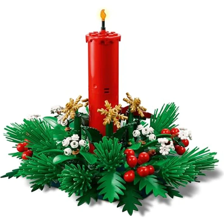 LEGO Iconic 40743 Weihnachtsgesteck Bausatz, festliche Weihnachtsdeko mit roter Kerze und bunten Details, mehrfarbig – Bild 4