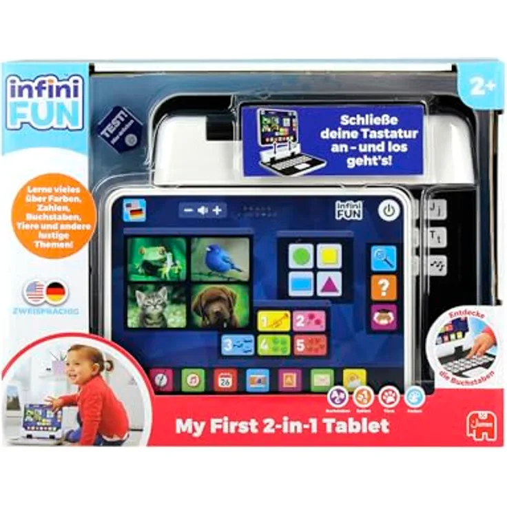 Jumbo My First 2 in 1 Tablet, Lernspielzeug mit 3 Modi, Tablet und Laptop-Funktion, Deutsch