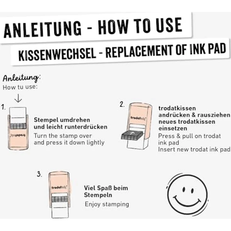 trodat edy®Fix Motivstempel Smiley, 2,0 x 2,0 cm, schwarz, Gehäuse pastell-creme – Bild 4