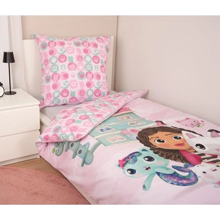 Herding Bettwäsche Gabby's Dollhouse, Kopfkissenbezug 80 x 80 cm mit Reißverschluss und Wende-Motiv, Bettbezug 135 x 200 cm, Mit Reißverschluss, 100% Baumwolle/Renforcé – Bild 5