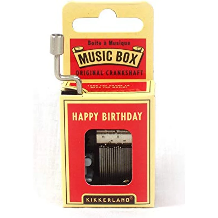 Kikkerland Mini Drehorgel Musikspielzeug - Happy Birthday, nostalgischer Leierkasten im Miniformat, 5x3,5x2,5 cm, Metall, 80g – Bild 3