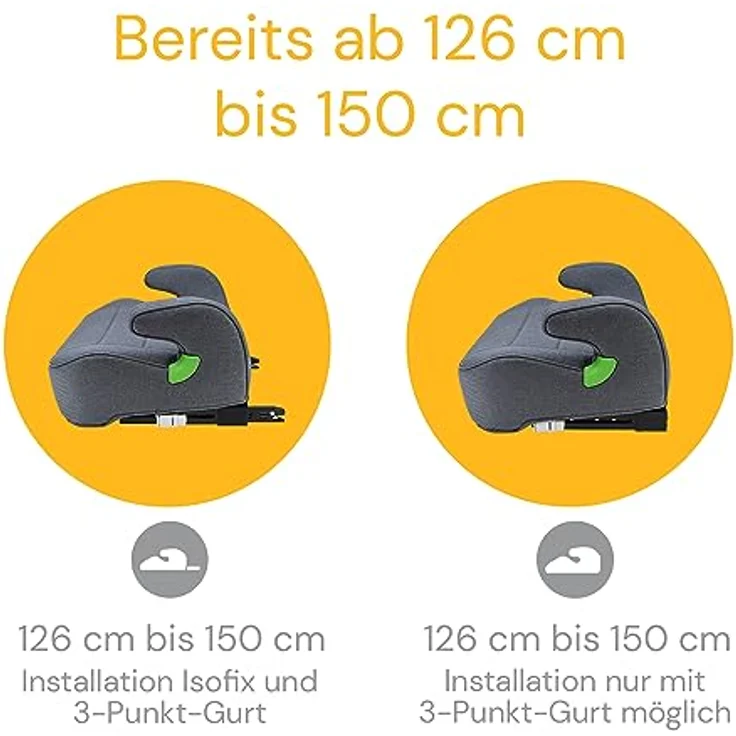Osann Kindersitzerhöhung Junior Isofix i-Size, Sitzerhöhung Auto Kinder mit Isofix ab 126cm, Booster, schwarz – Bild 6