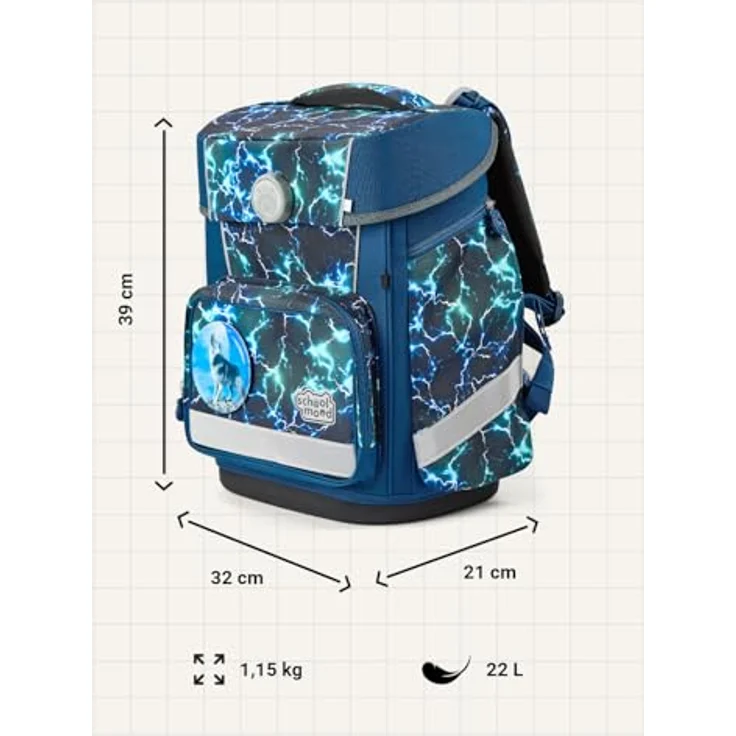 SCHOOL-MOOD Champion Maxx Pro Schulranzen-Set 6-teilig, höhenverstellbar, 22 L, ca. 1,1 kg – Motiv Felix (Wolf) für Grundschule 1.–4. Klasse, Modell 2026 – Bild 4