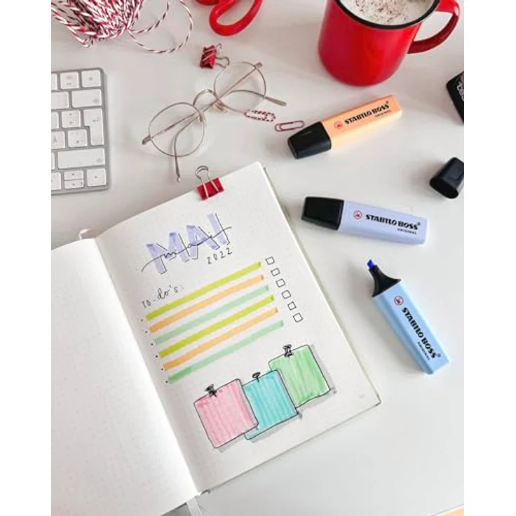 STABILO Marker STABILO Textmarker BOSS® ORIGINAL Pastel, 4er Set in Wolkenblau, Limette, Korallrot und Kirschblütenrosa, inkl. Anti-Dry-Out Technology – Bild 8