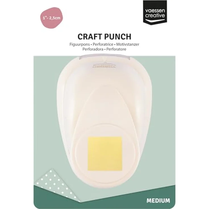 Vaessen Creative Stanzer M Viereck, 2,5 cm, aus Metall und Kunststoff, lila, für Papier bis 160 g/m², ideal für Scrapbooking und Bastelarbeiten – Bild 4