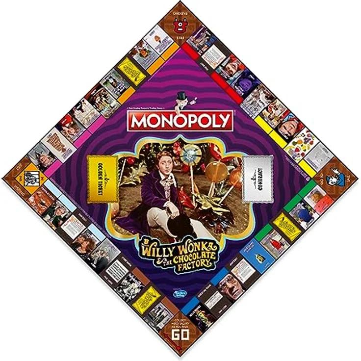 Winning Moves Willy Wonka Monopoly, Brettspiel für 2-6 Spieler mit einzigartigem Willy Wonka Spielfeld und 6 Metallspielsteinen, ab 8 Jahren – Bild 4