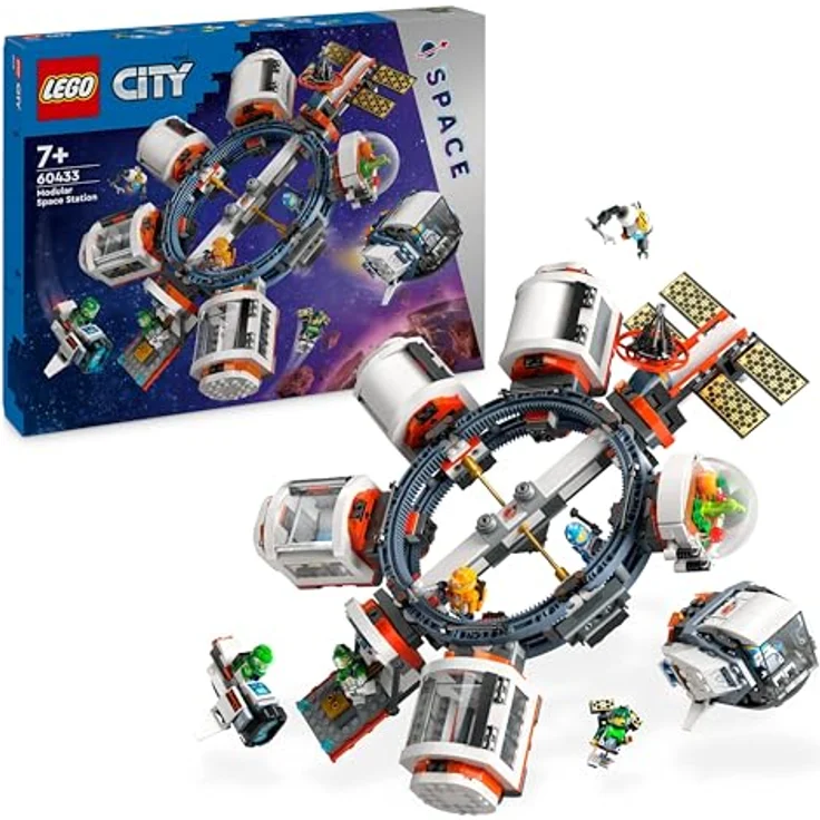 LEGO City Weltraum Modulare Raumstation, Raumschiff-Modell mit Weltraumfahrzeugen, Geschenk für Kinder, Jungen und Mädchen ab 7 Jahren, Modulare Forschungsstation mit 6 Astronaut-Figuren 60433 – Bild 1