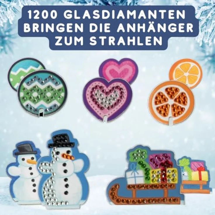 Frech Weihnachtszauber - Diamond-Painting-Adventskalender für 24 Baumanhänger, mit hochwertigen Glas-Diamanten – Bild 8