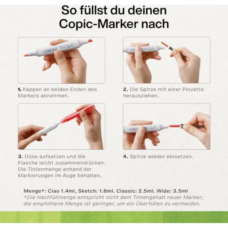 COPIC® Ciao E00 Layoutmarker, beige, nachfüllbar, mit Pinsel- und Keilspitze, geruchsarm – Bild 5