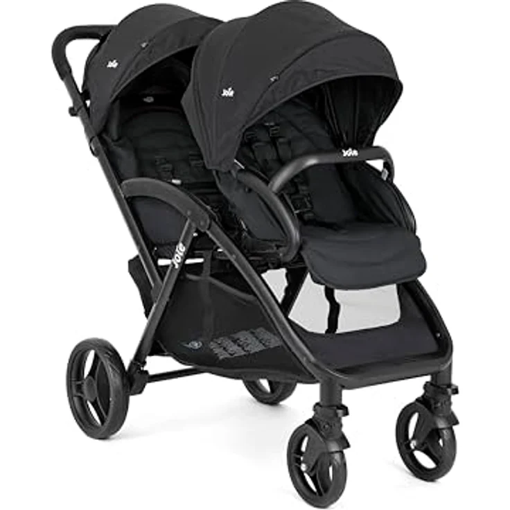 Joie Evalite Duo Zwillingswagen, leicht und kompakt, inkl. Regenverdeck, Coal Grey – Bild 2