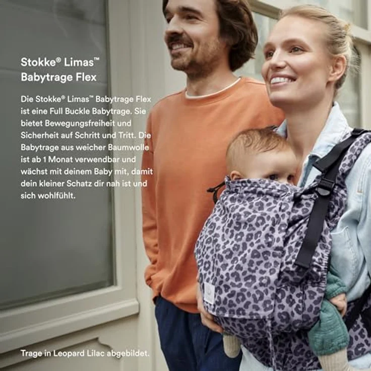 Stokke Limas™ Babytrage Flex, Full Buckle mit verstellbarem Steg und Rückenteil, für Babys ab 1 Monat, ergonomisch, aus Bio-Baumwolle – Bild 3
