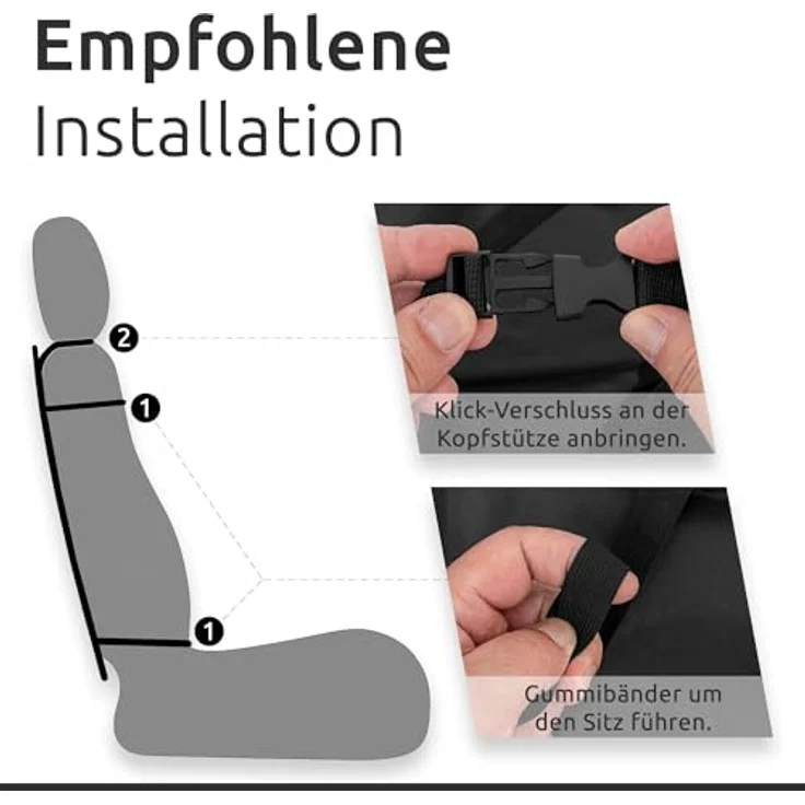 ECENCE Auto-Rückenlehnentasche 2x Rücksitz-Organizer, 50x70cm, wasserdicht, mit 2 großen Netztaschen, schwarz – Bild 3