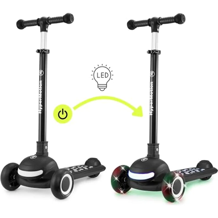 HyperMotion LUMI 3in1 Kinderroller mit LED-Beleuchtung, Sitz höhenverstellbar, klappbar, PolyurethanRäder, T-Bar Lenker, bis 50 kg, blau – Bild 8