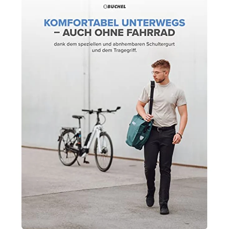 Büchel Fahrradtasche für Gepäckträger I 25.4 L - 100% Wasserdicht I mit Tragegriff und Schultergurt I fahrradtasche gepäckträger, gepäckträgertasche, fahrrad taschen hinten – Bild 4
