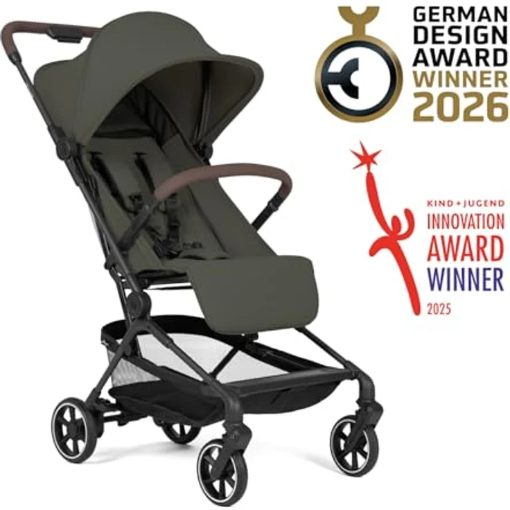 hauck Lite N Care - Ultraleichter Carbon City- & Reisebuggy, IATA-konform, Klein faltbar mit Tragegurt, Liegefunktion, ab Geburt bis 22 kg, UPF 50+, XL Netzfenster, Pannensicher - Dark Olive – Bild 3