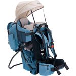 Fillikid Rückentrage Adventure, ergonomische Babytrage mit Sonnendach, Frost Blue und Desert Beige, abnehmbarer Tagesrucksack, bis 20 kg belastbar