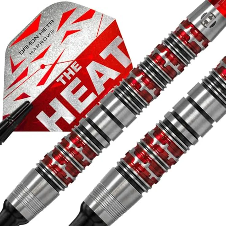 Harrows Damon Heta G3 Softtip, Dartpfeile aus 90 % Tungsten mit schwarzer und roter galvanischer Beschichtung, inklusive rote Alamo VS2-Schäfte und 100 Micron Silika beschichtete Flights – Bild 4