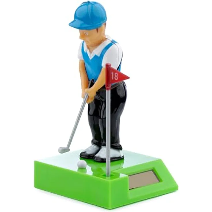 Puckator Golfspieler Solar Wackelfigur, grün/blau, 100 % Kunststoff, ca. 6 x 12,5 x 7 cm, in Geschenkverpackung