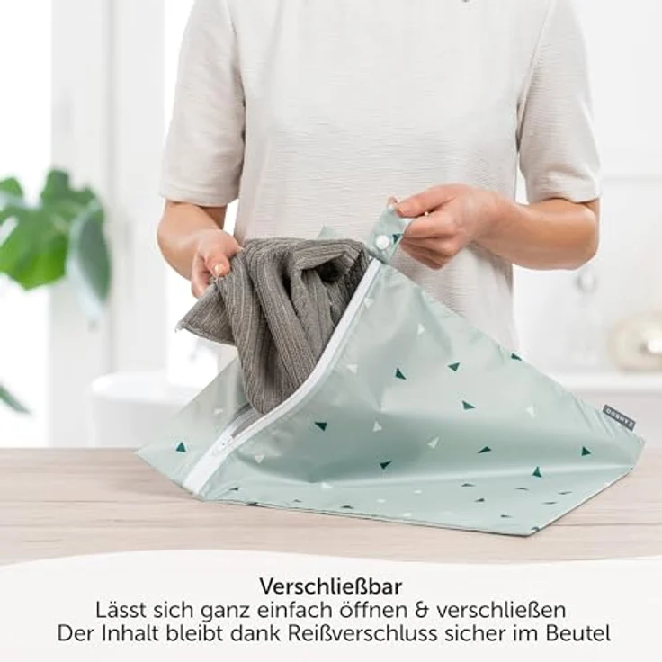 Zamboo Nasstasche/Windeltasche 3er Pack, umweltfreundliche Nassbeutel für Stoffwindeln und Wechselwäsche, Ökotex Standard 100, grün – Bild 2