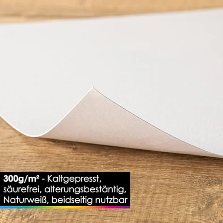 OfficeTree Aquarellpapier 40 Blatt A3 300g, säurefreies Wasserfarben Papier mit 2 Pinseln, strukturiert und glatt, ideal für Aquarellmalerei, Acrylfarben und mehr – Bild 5