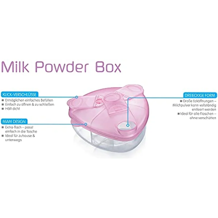 MAM Milchpulverspender, Milchpulver Box zum einfachen Befüllen von Babyflaschen, Milchpulverportionierer fasst bis zu 3 Portionen, 0+ Monate, Wal/Frosch – Bild 5