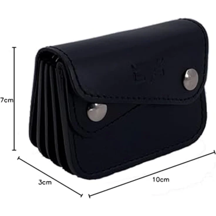 MIKA 28058701 - Mini Geldbörse aus Echt Leder/Sattelleder, Portemonnaie im Querformat, Geldbeutel mit 6 Einsteckfächer für Kreditkarten und Gürtelschlaufe, Brieftasche in schwarz, ca. 10 x 3 x 7 cm – Bild 3