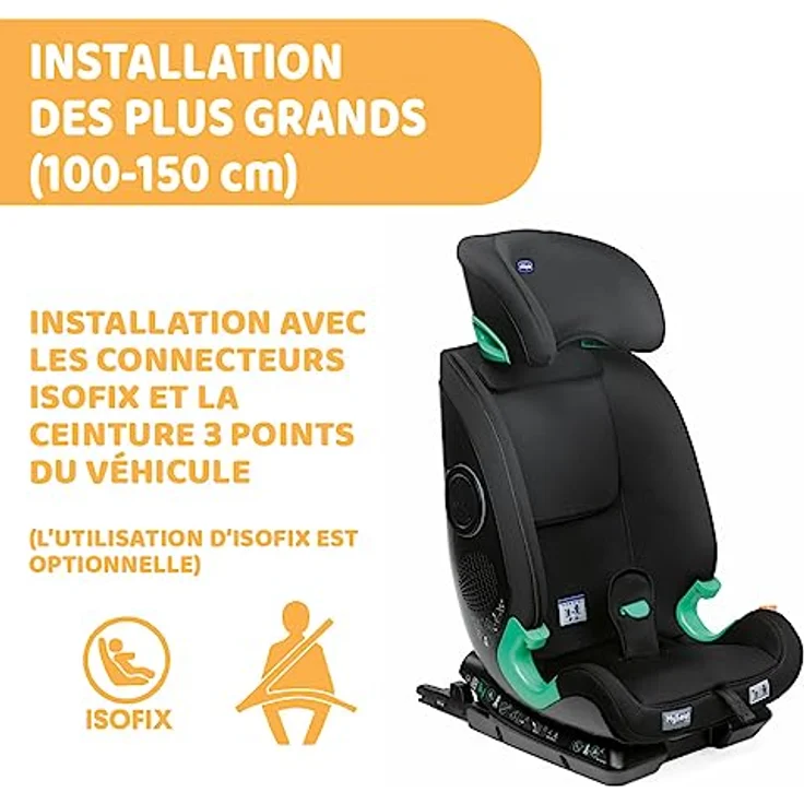 MySeat, Autositz, Einfach zu Installieren mit Isofix-System, Verwendung mit Integrierten Gurten mit Autogurten, Liegend, Höhenverstellbar, ECE R 129/03 - L Size Zugelassen, 76-150cm, ab 15 Monaten – Bild 9
