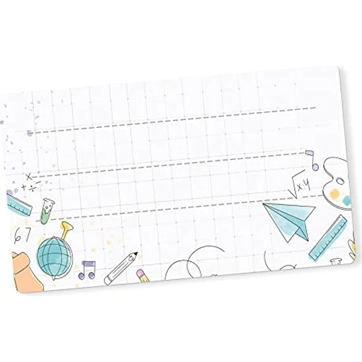 itenga 40x Buchetiketten Heftetiketten, 9x4,5 cm, selbstklebend, beschreibbar, für Schulhefte, Namensschild, Doodles – Bild 1