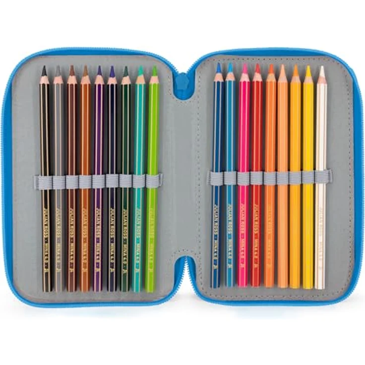 Clondo 3-Fach Federmäppchen für Jungen, gefüllt für Sonic-Fans, 46-teiliges Schulmäppchen Set mit radierbaren Stiften, Filzstiften, Buntstiften - ideal für Schule & als Geschenk – Bild 3