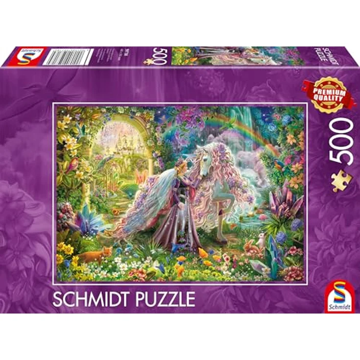 Schmidt Spiele 59718 Traumreise mit Einhorn, 500 Teile Puzzle, Leinenstruktur und mattlackierte Oberfläche – Bild 4