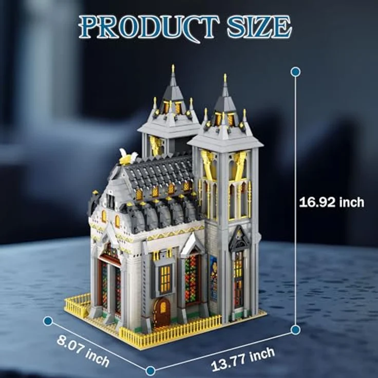 Reobrix Mittelalterliche Kirche Baustein-Set 66027, Modellbausatz mit warmem LED-Licht, 3183 Teile, für Erwachsene und Jugendliche ab 14 Jahren – Bild 5