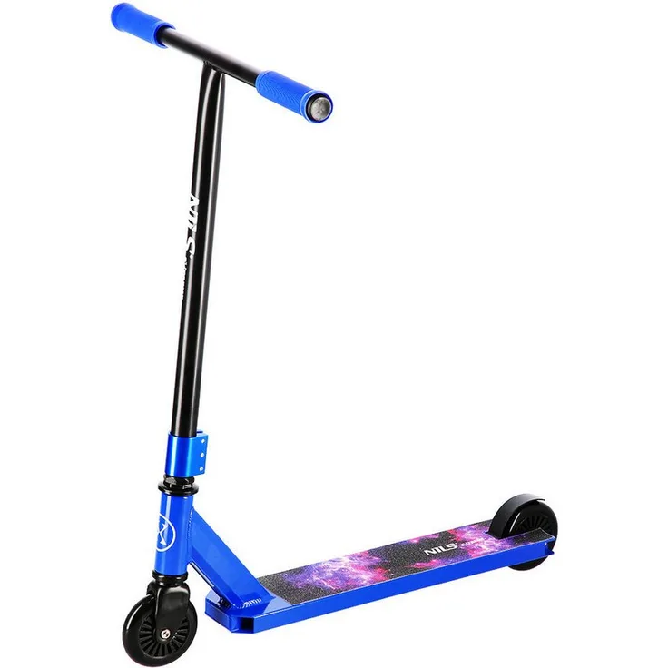 NILS EXTREME Stuntscooter Scooter Roller Stuntroller Space Galaxie Blau Tretroller, besonders wendig