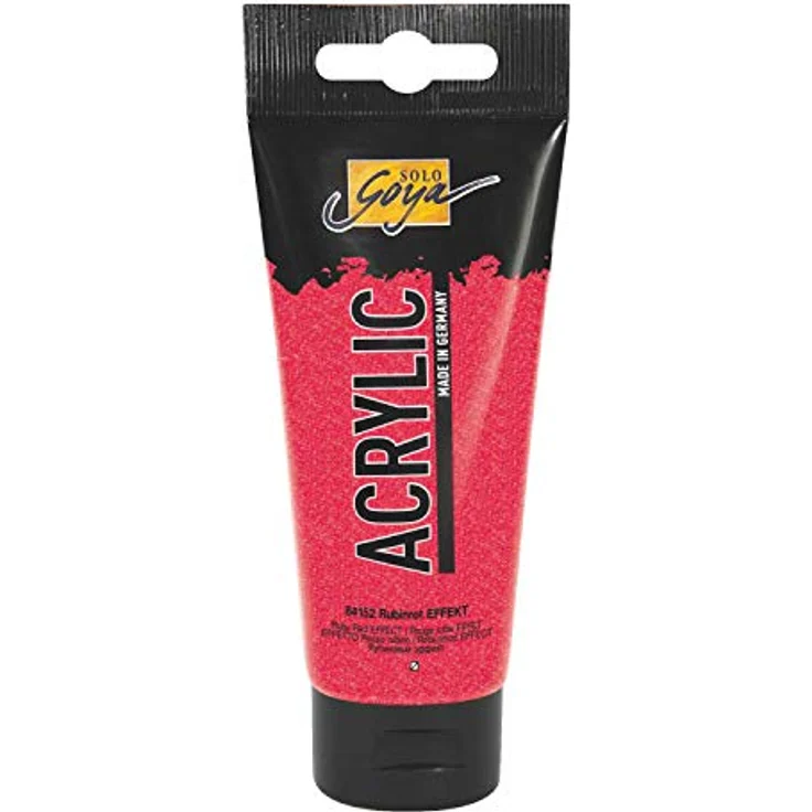 KREUL Solo Goya Acrylic, 100 ml Tube, rubinrot, wasserbasierte Acrylfarbe in Studienqualität mit Glitzereffekt, schnell matt trocknend, gut deckend – Bild 1