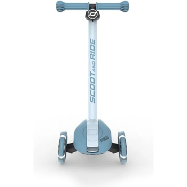 Scoot & Ride Highwaykick 3S Kinderroller, höhenverstellbar mit 2-fach Lenkung, LED-Rädern, zusammenklappbar, für Kinder 96-130 cm (Steel) – Bild 2