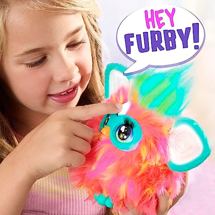 Furby Hasbro Coral, interaktives Plüschtier mit 600+ Antworten und Licht- sowie Tanzfunktionen, 15,2 cm – Bild 3